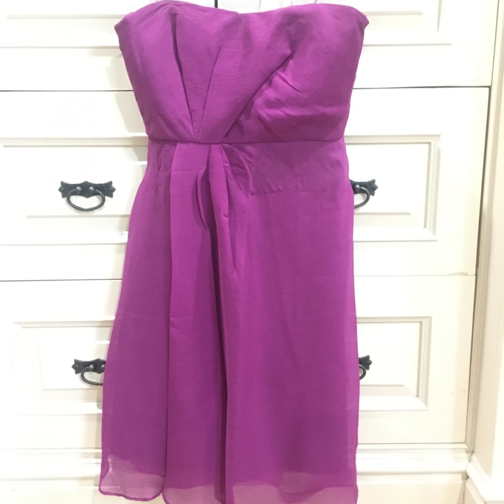 J Crew Silk Chiffon Strapless Dress